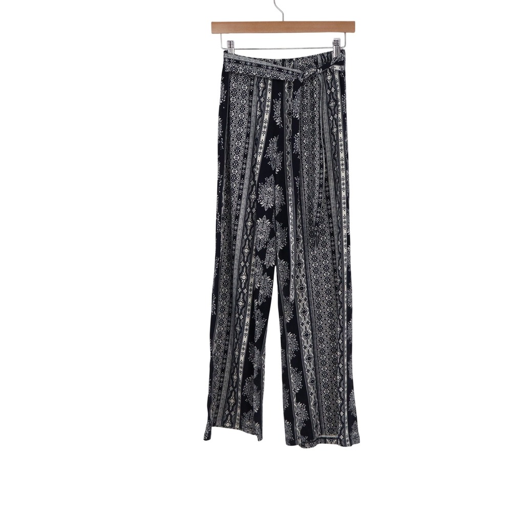 Maxine Nichols Black White Medallion Print Wide Leg Palazzo Pants Small